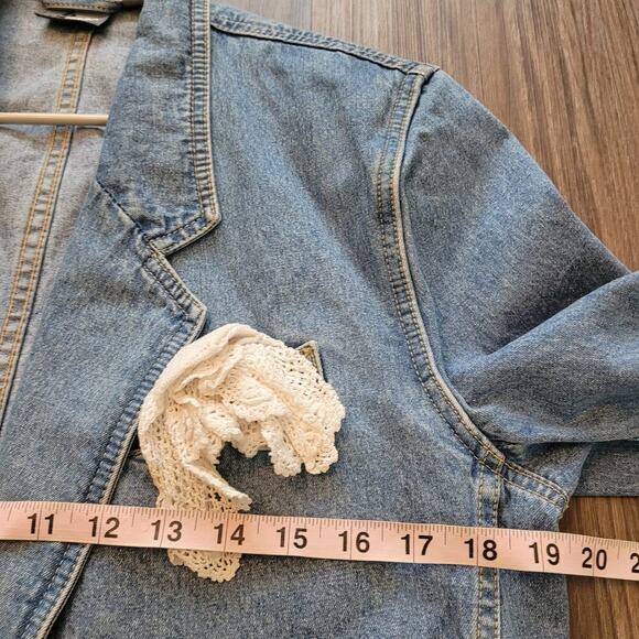 Lizwear Vintage Blazer 8 Blue Denim 100% Coton Long Sleeves Pockets 2-Button - Picture 6 of 7